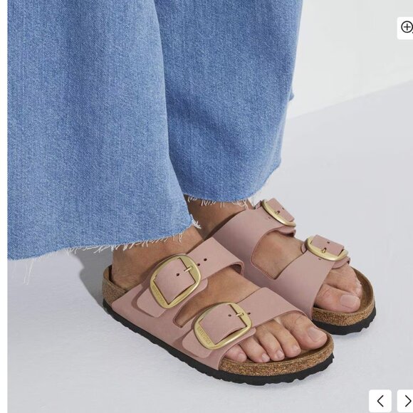 Birkenstock Arizona NEW Big Buckle Nubuck Leather Old Rose Gold NWOT 39 8 8.5 - Picture 1 of 7